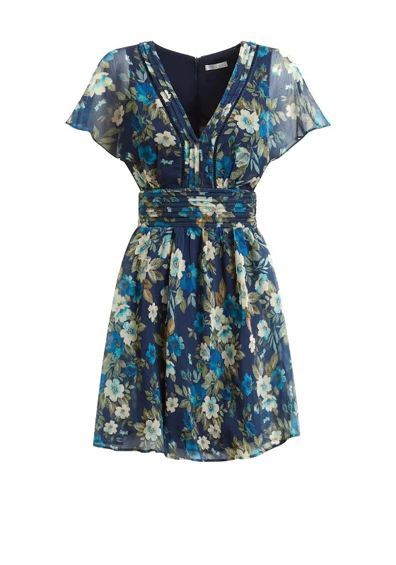 Guess Womens Floral Mini Dress, Navy MultiShirt Dress