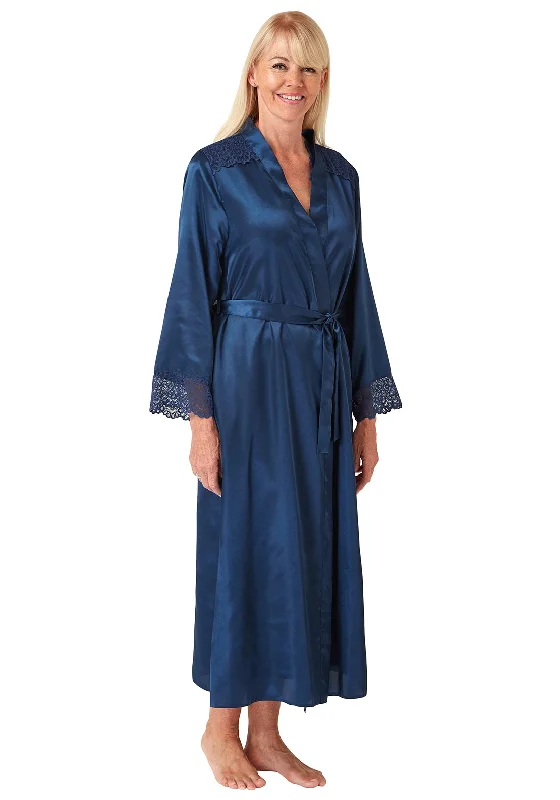 Marlon Satin Long Dressing Gown, Ocean BlueHigh-low Dress