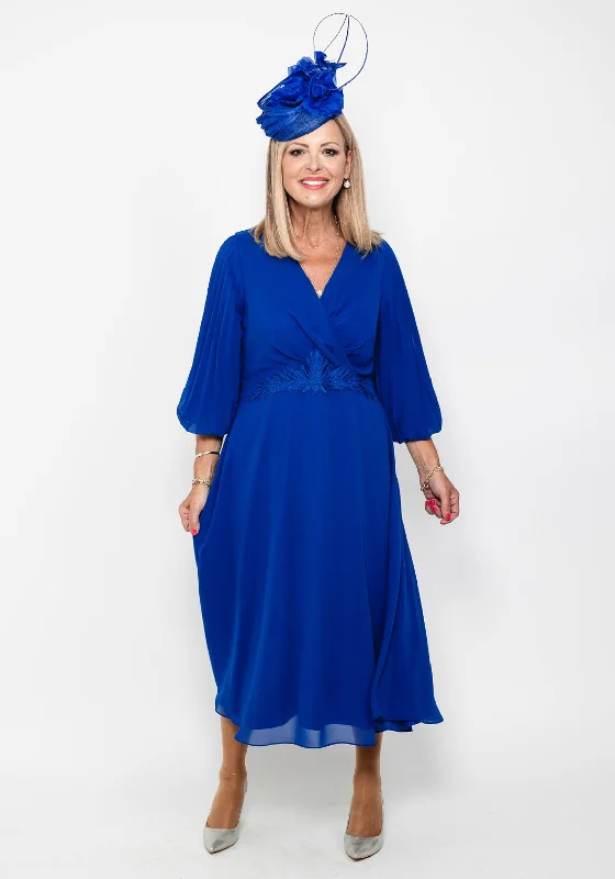 Lizabella Pleated Sleeve Chiffon Midi Dress, Royal BlueOff-the-shoulder Dress