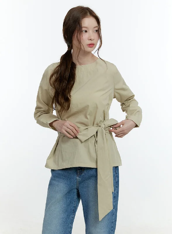 Fitted ShirtsRibbon Strap Loose-Fit Blouse CF503