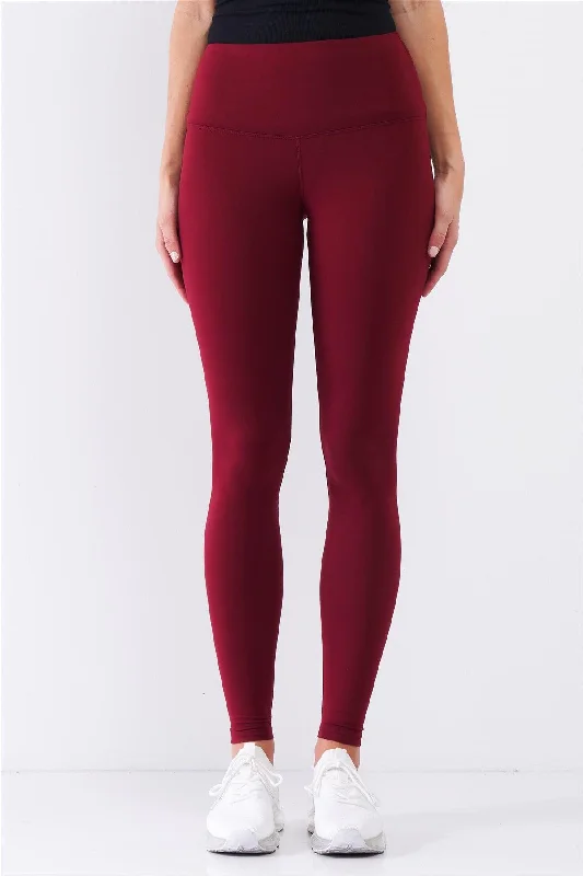 Burgundy High-Rise Tight Fit Soft Yoga & Work Out Legging Pants /1-2-2-1Overalls