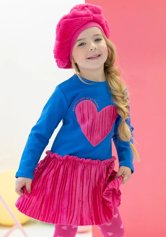 Agatha Ruiz De La Prada Velvet Heart Dress and Tights, Blue and PinkShirt Dress