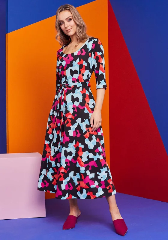 Kate Cooper Geo Print Belted Midi Dress, MultiVintage Dress