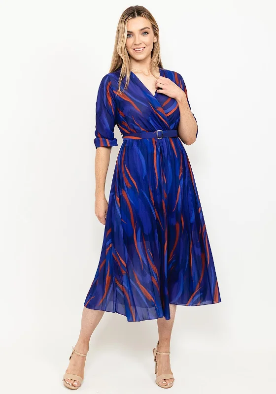 Kate & Pippa Positano Print Midi Dress, PurpleFit-and-Flare Dress