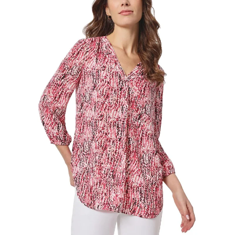 Asymmetrical ShirtsPetites Womens Printed Polyester Blouse