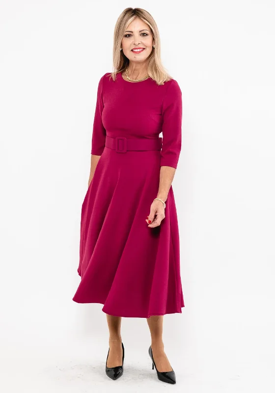 Seventy1 Belted A-Line Midi Dress, RaspberryFloral Dress