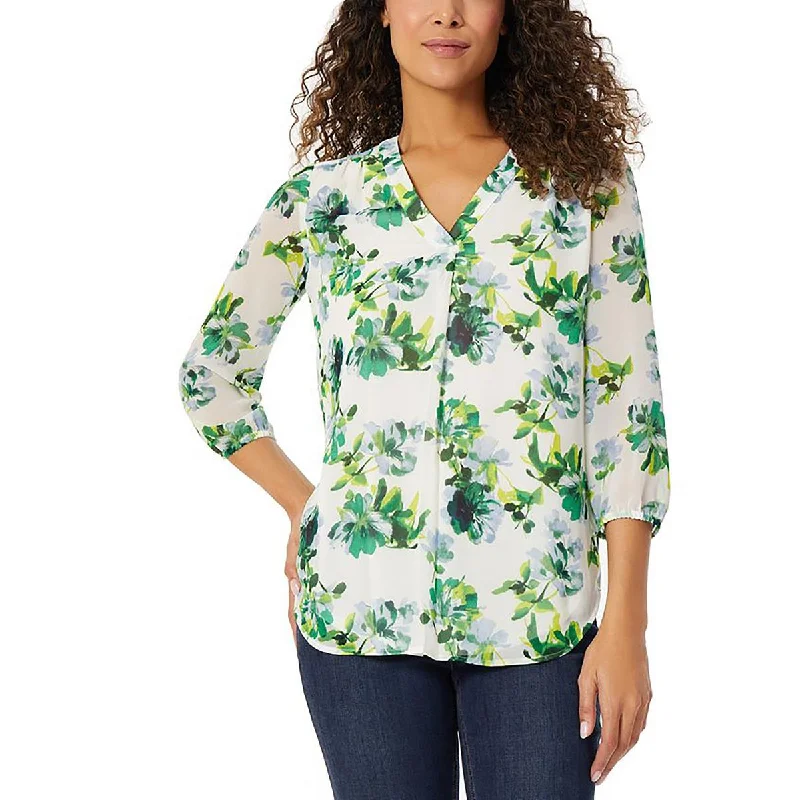 Floral ShirtsWomens V-Neck Casual Blouse