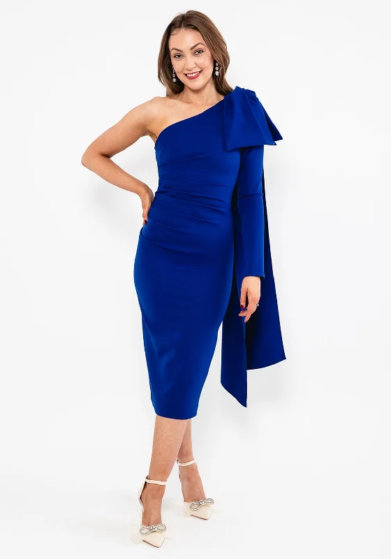 Kevan Jon Krystle One Sleeve Midi Dress, CobaltCap-sleeve Dress