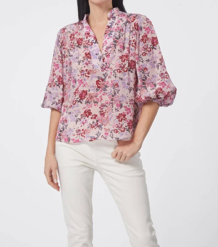 Mesh ShirtsBethany Blouse In Monet Garden Print