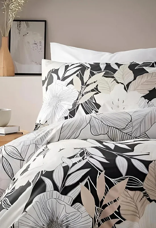 Vantona Home Linear Bouquet Duvet Cover Set, Black Multi