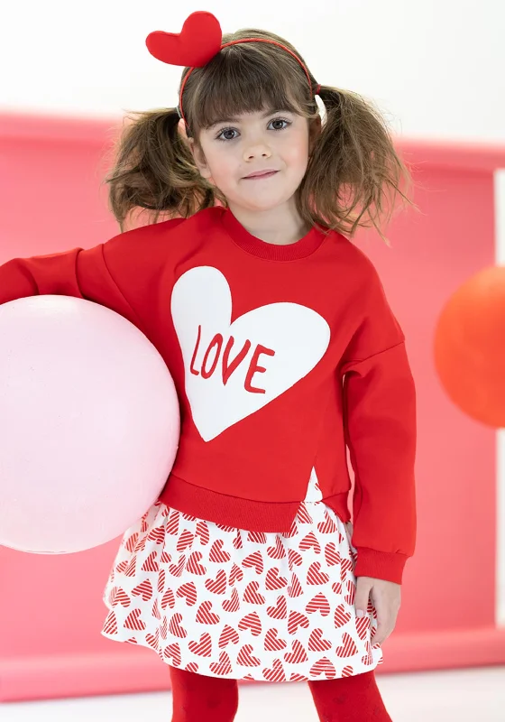 Agatha Ruiz De La Prada Heart Jumper Dress and Tights, RedLace Dress