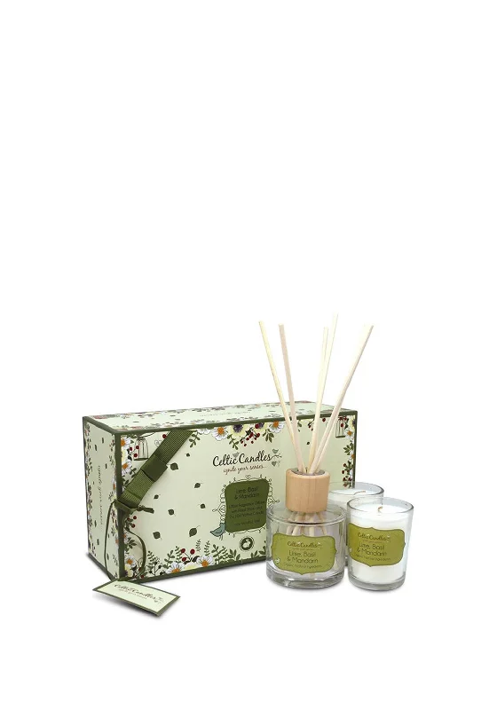 Celtic Candles Lime Basil & Mandarin Candle Set