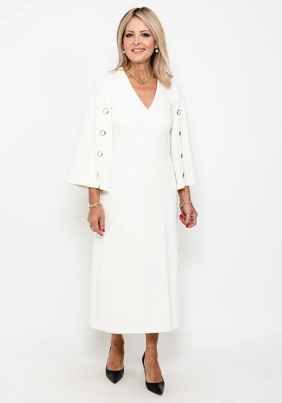 Camelot Buttoned Sleeve Knitted Maxi Dress, CreamReflective Dress