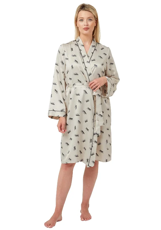 Indigo Sky Leopard Cat Print Dressing Gown, OatmealHalter Dress