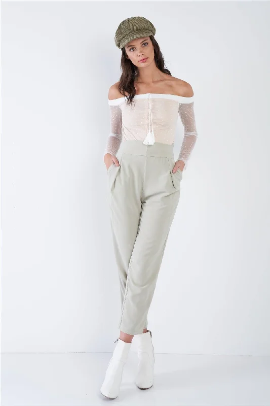 Pastel Sage Green Ankle Skinny Leg Dress Pants  /3-2-1Board Shorts