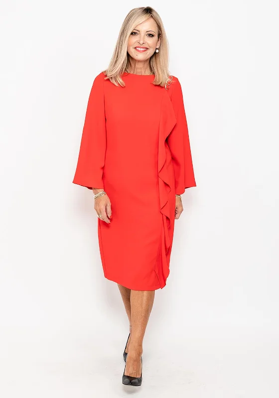 Camelot Ruffle Drape Shift Dress, RedMilitary Dress