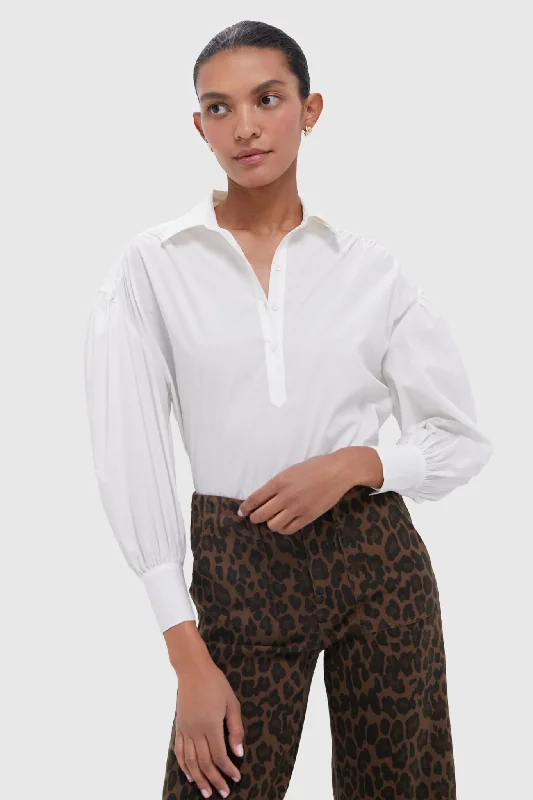 Hunting ShirtsWhite Scalloped Balloon Sleeve Leanne Blouse