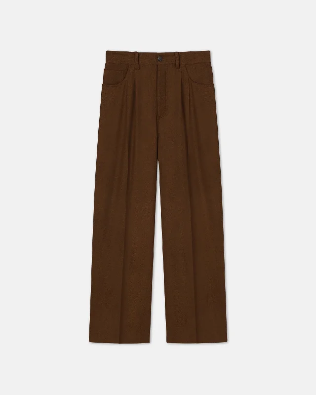 Elston - Sale Barrel-Leg Wool Pants - UmberJeans