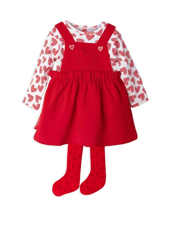 Agatha Ruiz De La Prada Heart Pinafore Dress and Tights, RedLeather Dress