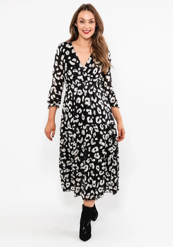 Seventy1 Print Tiered Maxi Dress, BlackWind Dress