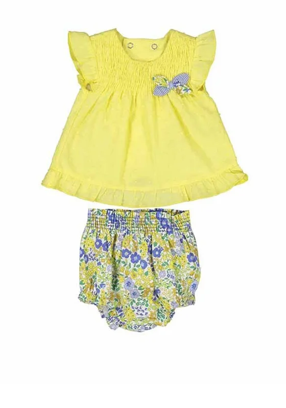 Mayoral Baby Girl Floral Short and Top Set, Yellow Multi