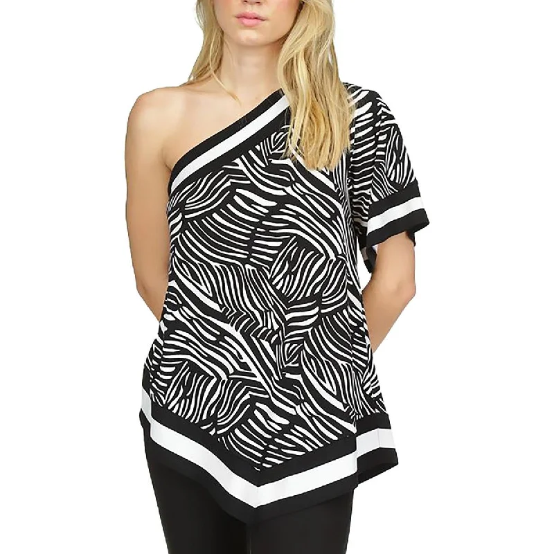 Hip-Hop ShirtsPetites Womens Animal Print Polyester Blouse