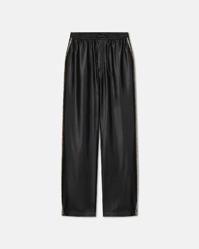 Ceron - Raffia-Trimmed Okobor™ Alt-Leather Pants - BlackCargo Shorts