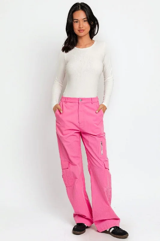 High Waisted Wide Leg Pockets Cargo PantsConvertible Pants