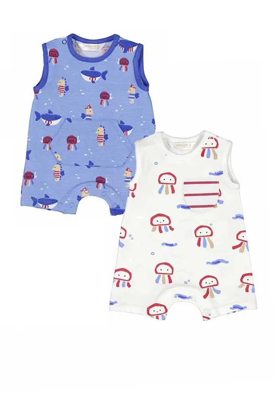 Mayoral Baby Boy 2 Pack Romper Set, Blue Multi