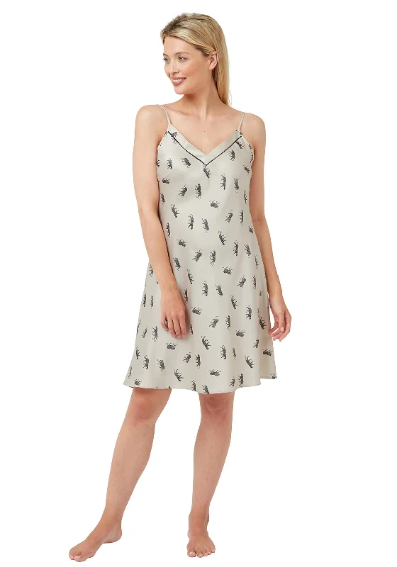 Indigo Sky Leopard Cat Print Nightdress, OatmealSpaghetti Strap Dress