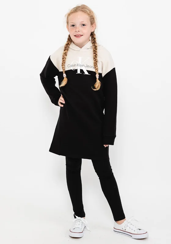 Calvin Klein Jeans Girls Colour-Block Hoodie Dress, CK BlackPrairie Dress