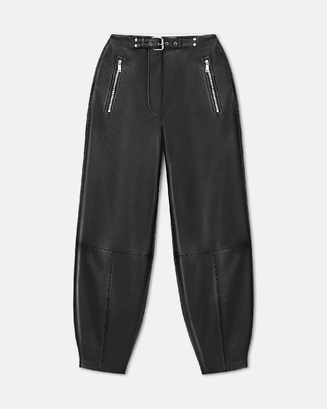 Jozefa - Regenerated Leather Biker Pants - BlackPalazzos