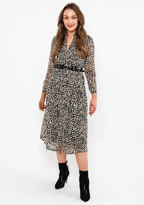 Seventy1 Leopard Print Midi Shirt Dress, Black MultiAthletic Dress