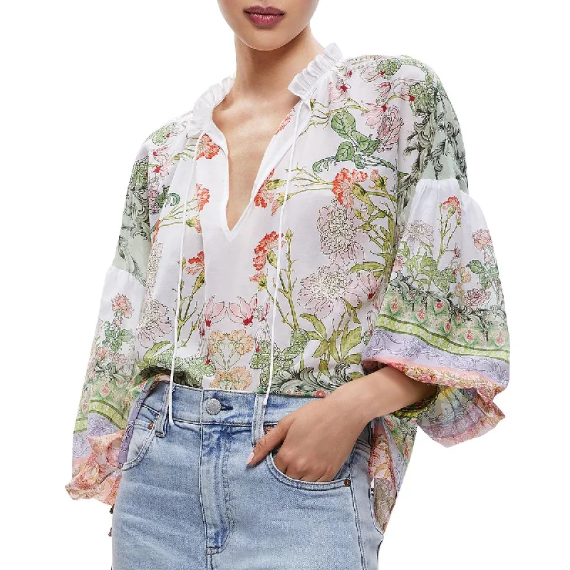 Hemp ShirtsWomens Floral Print Cotton Blouse