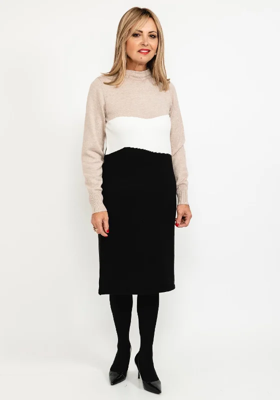 Micha Colour Block Fine Knit Dress, NeutralHalter Dress