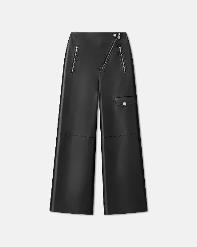 Hayes - Regenerated Leather Straight-Leg Pants - BlackPolka-dot Pants