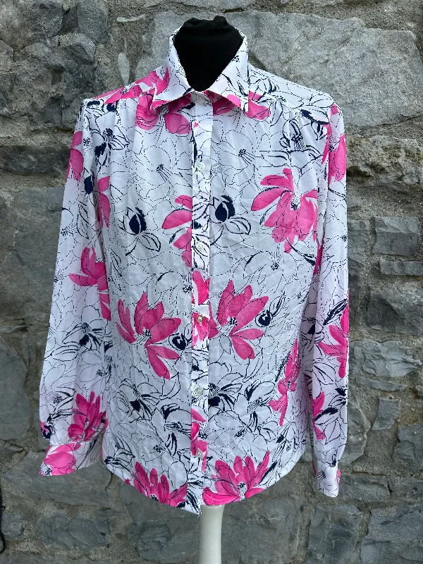 Glitter Shirts90s pink flowers blouse uk 12