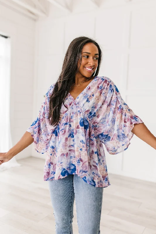 Festival ShirtsJodifl Floral Draped Peplum Blouse