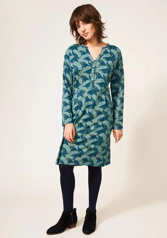 White Stuff Tammy Cotton Jersey Dress, Teal MultiShift Dress