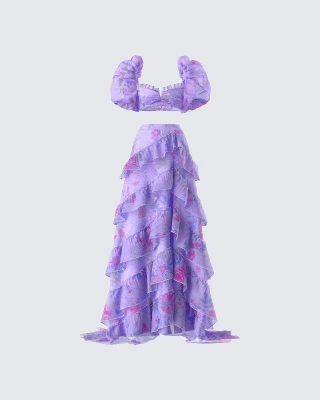 Ida Purple Floral Maxi Set