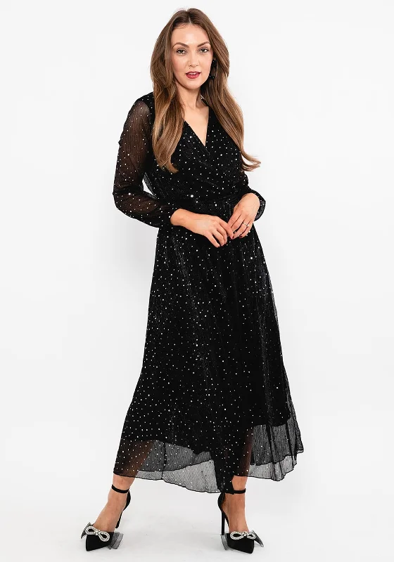 Seventy1 Metallic Dot Shimmer Maxi Dress, BlackGypsy Dress