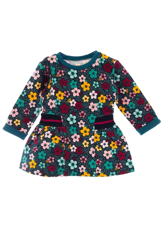 Babybol Girls Floral Long Sleeve Dress, Green MultiPeplum Dress