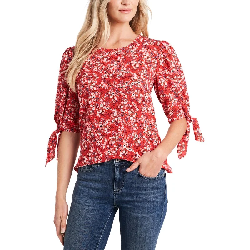 Athletic ShirtsWomens Floral Print Polyester Blouse