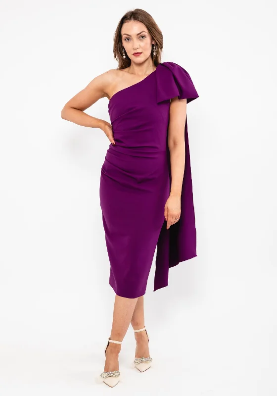 Kevan Jon Krystle Midi One-Shoulder Dress, PurpleSpaghetti Strap Dress