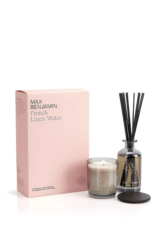 Max Benjamin French Linen Water Candle & Diffuser Gift Set