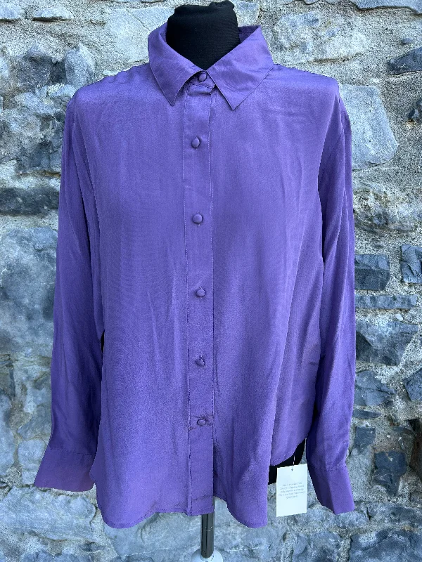 Metallic Shirts80s purple blouse uk 12-14