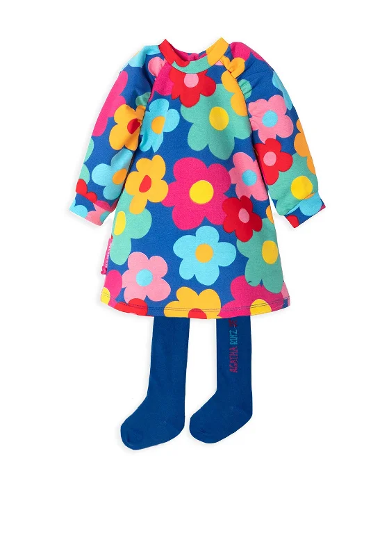 Agatha Ruiz De La Prada Floral Dress and Tights, Blue MultiPeplum Dress