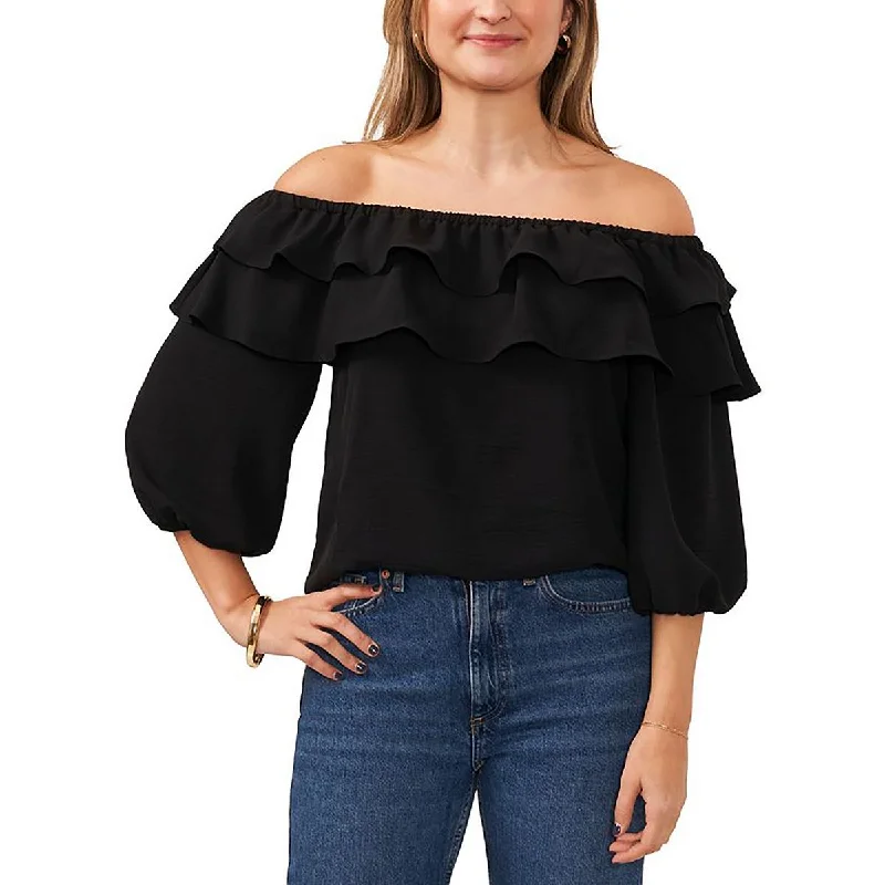 Camping ShirtsWomens Off The Shoulder Ruffled Blouse