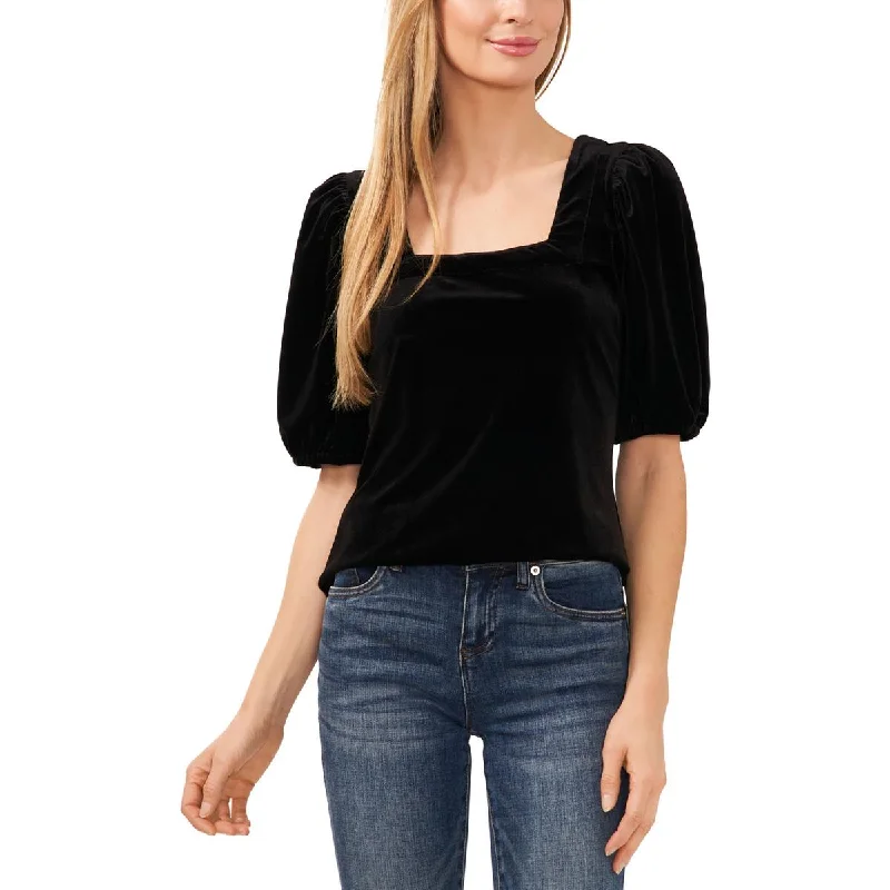 Work ShirtsWomens Velvet Square Neck Blouse