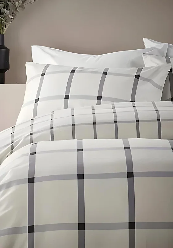 Vantona Home Brushed Cotton Plaid Duvet Cover Set, Grey Multi